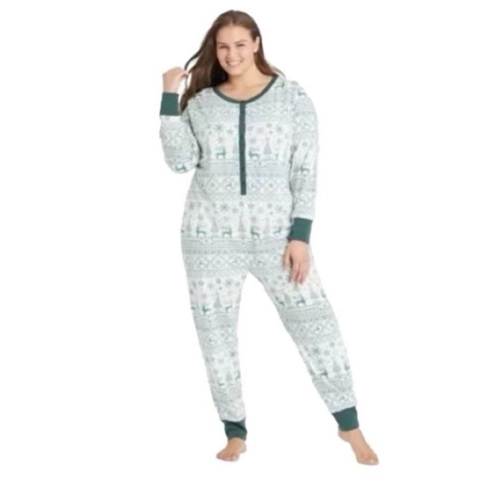 HEARTH & HAND MAGNOLIA WOMENS 1X GOOD TIDINGS ONE PIECE HOLIDAY PAJAMAS